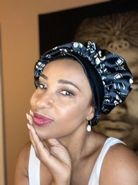 Mama Theresa's Satin Sleeping Cap per Afro -Locken - Polka Dot Bogolan Print