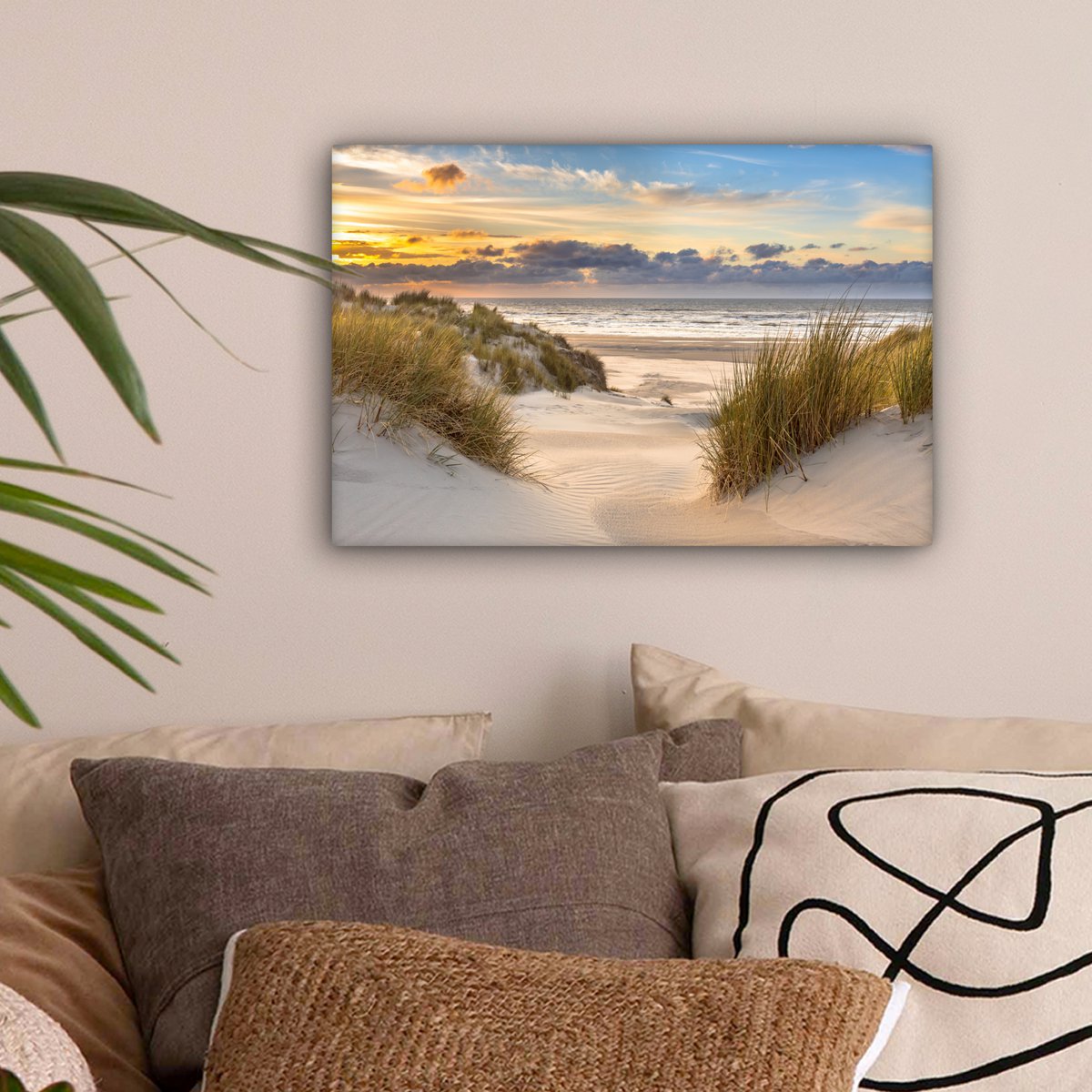 Pintura de lona - Decoración de la pared Beach - Dune - Grass - Sunset - Sala de decoración de la pared - Decoración del dormitorio - Accesorios de habitaciones - Pinturas sobre lienzo