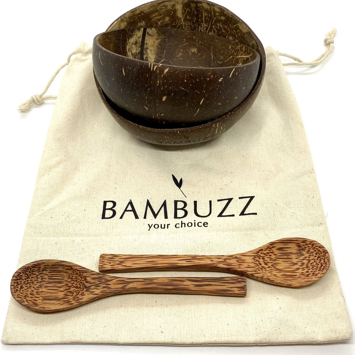 Coconut Bowl Set | 2 bowls and 2 spoons