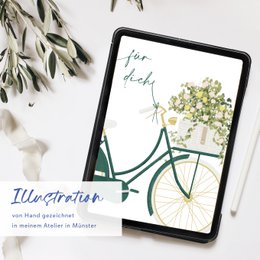 Folding card 'for you' green bike with flowers, including envelope