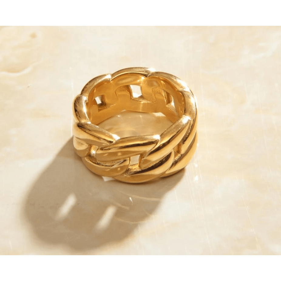 Maëlys - Wide Twisted Rope Gold Ring