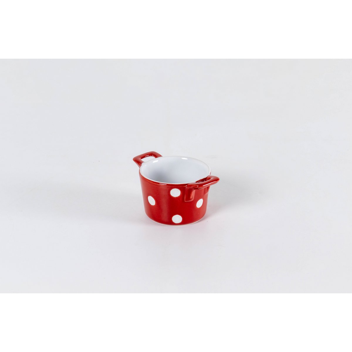 Red ramekin with handles & dots Isabelle Rose