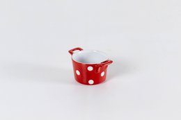 Red ramekin with handles & dots Isabelle Rose