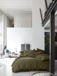 DUVET COVER 260X240CM 100% WASHED LINEN OLIVE