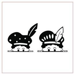  Decorative window stickers featuring two playful rabbit silhouettes with polka dots and crowns. Available in black and white color options.