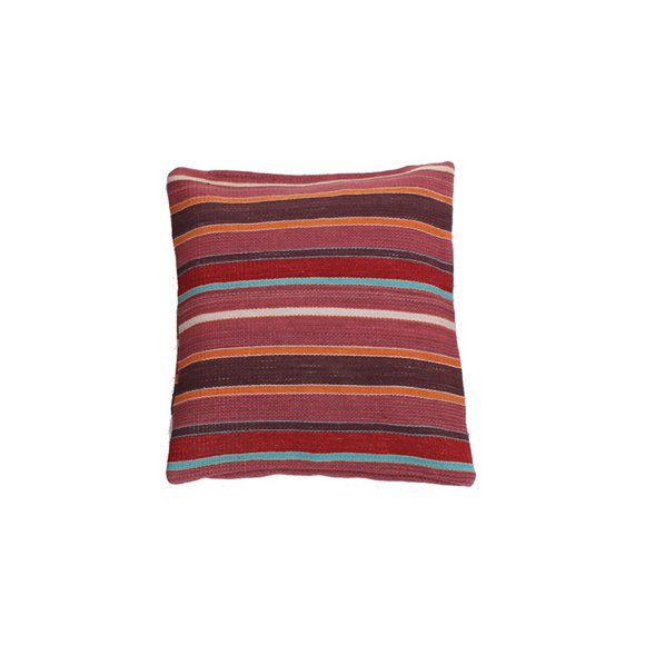 Hazan Kelim Cushion Stripes Purple Turquoise 60 x 60 cm