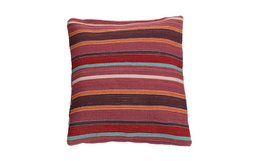 Hazan Kelim Coussin Rayures Violet Turquoise