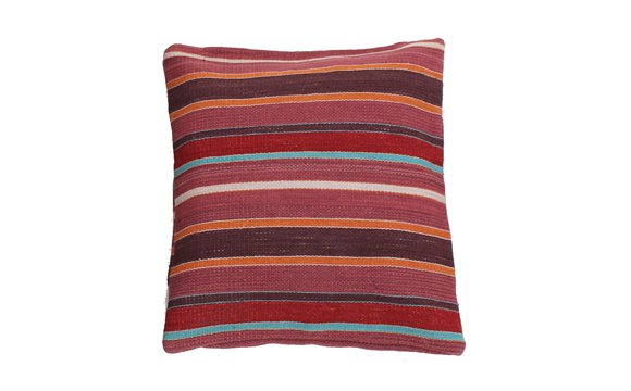 Hazan Kelim Coussin Rayures Violet Turquoise