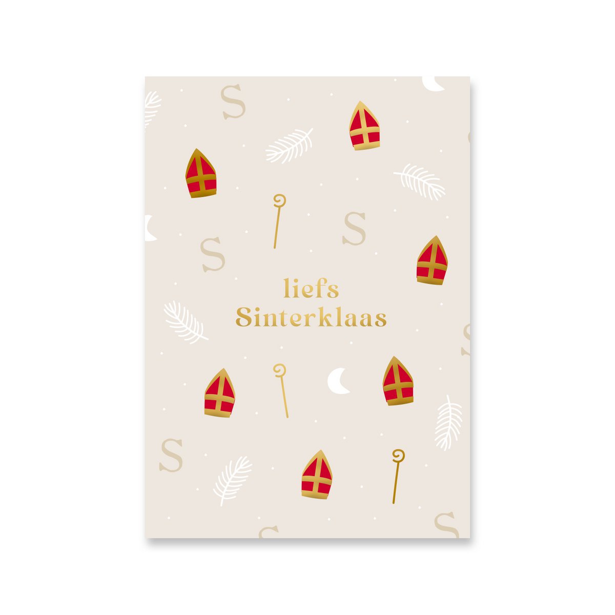 Kort Sinterklaas | Guld folie