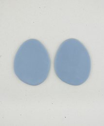 Small, teardrop-shaped drop earrings in a light blue color.