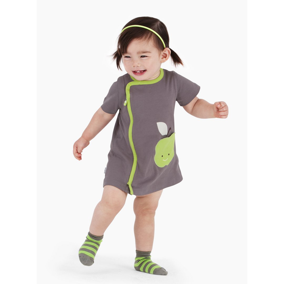 Zip-Up Apple Applique Pocket Dress