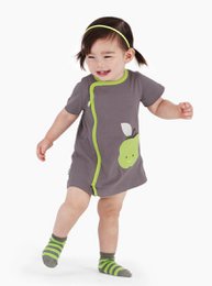 Zip-Up Apple Applique Pocket Dress