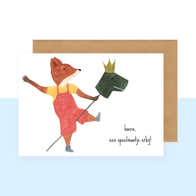 Postkarte - Hurra, ein Spielkamerad dort