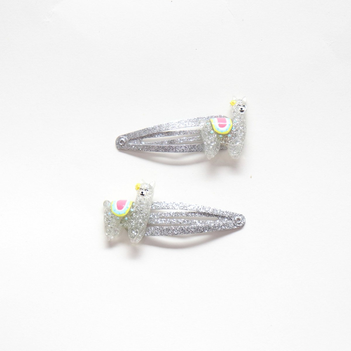 Hair clips - Inca silver llamas