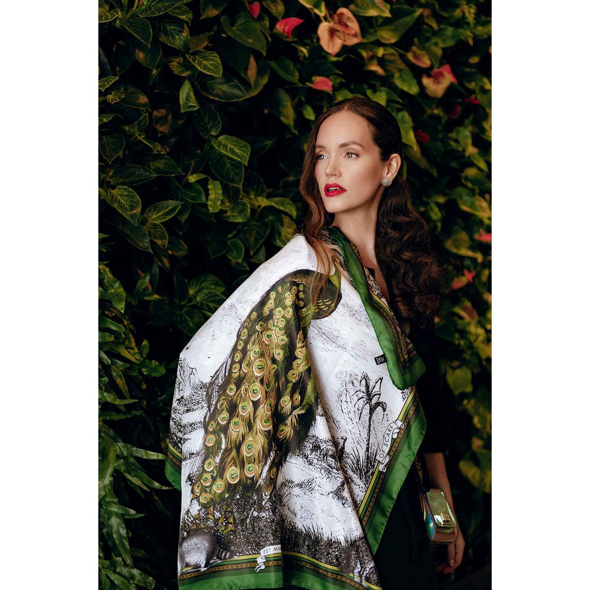 Peacock Feathers  100% silk scarf -180*75