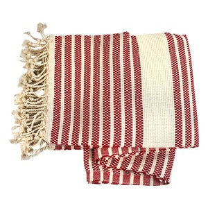 Towel fouta red-beige striped cotton