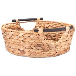 Large laundry tub, basket braided out of water hyacinth with wooden handles