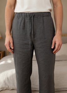 Graue Leinenhose für Herren