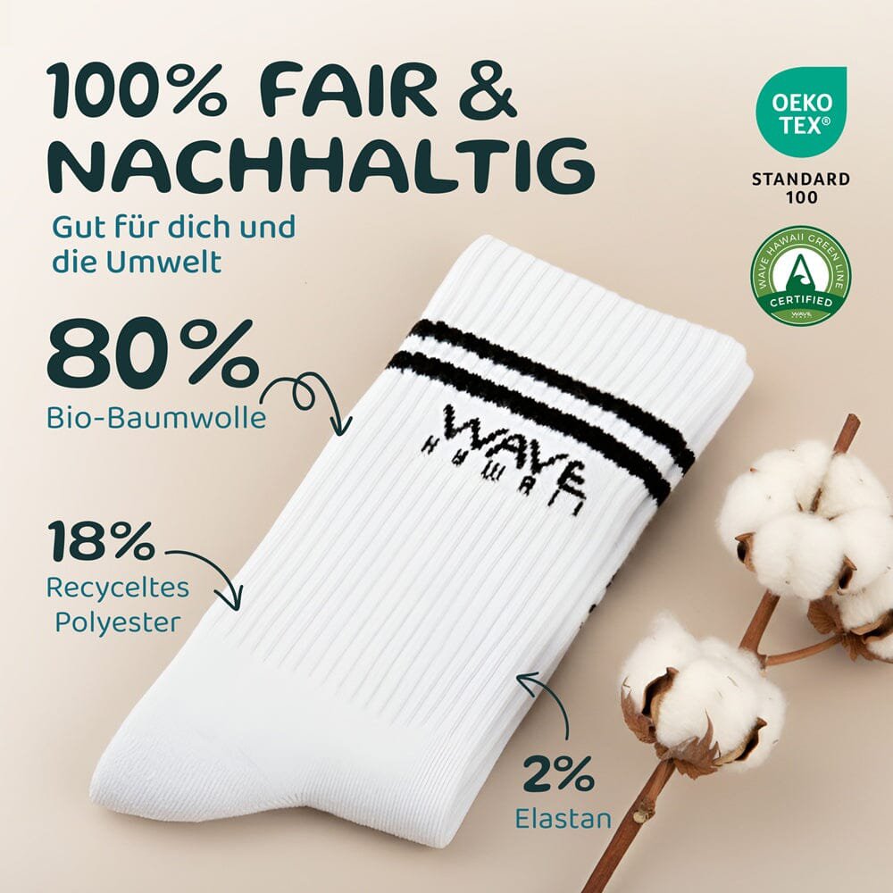 Bomuld Crew Socks Stripes + Logo hvid