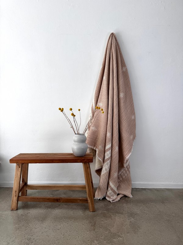 Muslin tæppe - beige-hvid - 2,20 x 2,50 m MESSE