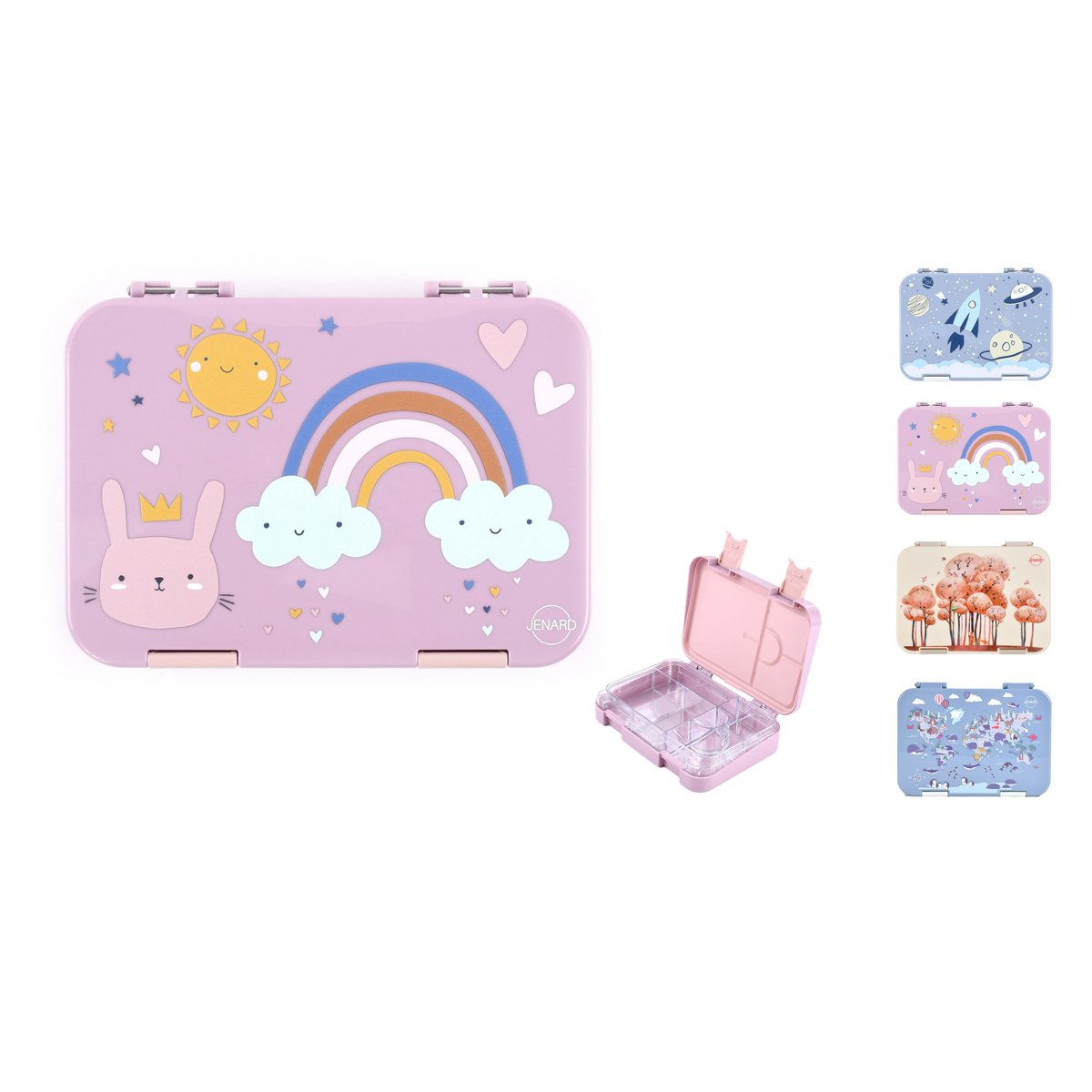 Brotdose Kinder auslaufsicher mit Fächern – Bento Lunchbox Kindergarten BPA frei – Regenbogen - JENARD