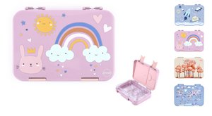 Brotdose Kinder auslaufsicher mit Fächern – Bento Lunchbox Kindergarten BPA frei – Regenbogen - JENARD