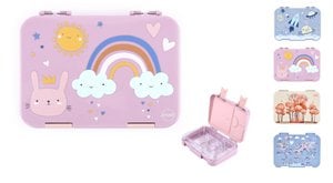 Brotdose Kinder auslaufsicher mit Fächern – Bento Lunchbox Kindergarten BPA frei – Regenbogen - JENARD