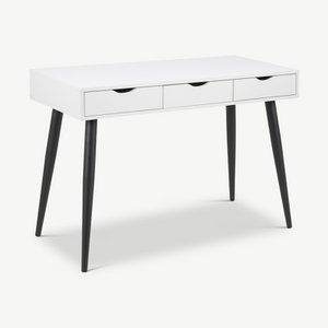Mana Desk, White Wood & Black legs