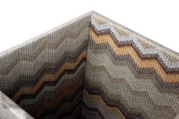 Corbeille à papier motif carré zigzag marron poubelle simili cuir