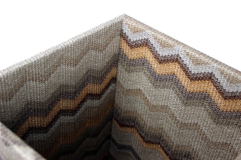 Corbeille à papier motif carré zigzag marron poubelle simili cuir