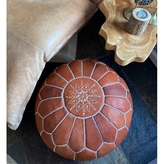Lederen Pouffe - Terra Brown