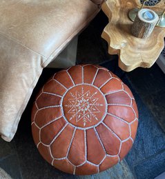 Lederen Pouffe - Terra Brown