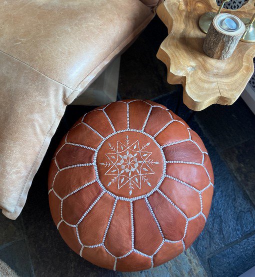 Lederen Pouffe - Terra Brown