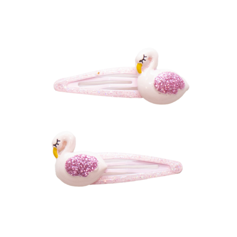 Hair clips - Pink swans - Swans