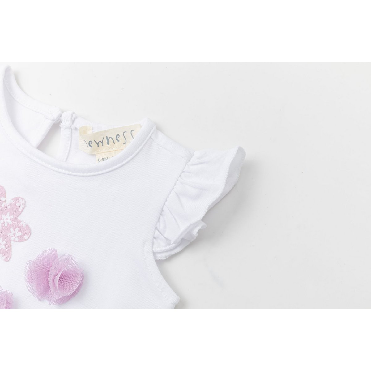 Camiseta bebé niña 3-24m cuello volante vichy rosa BGV66532