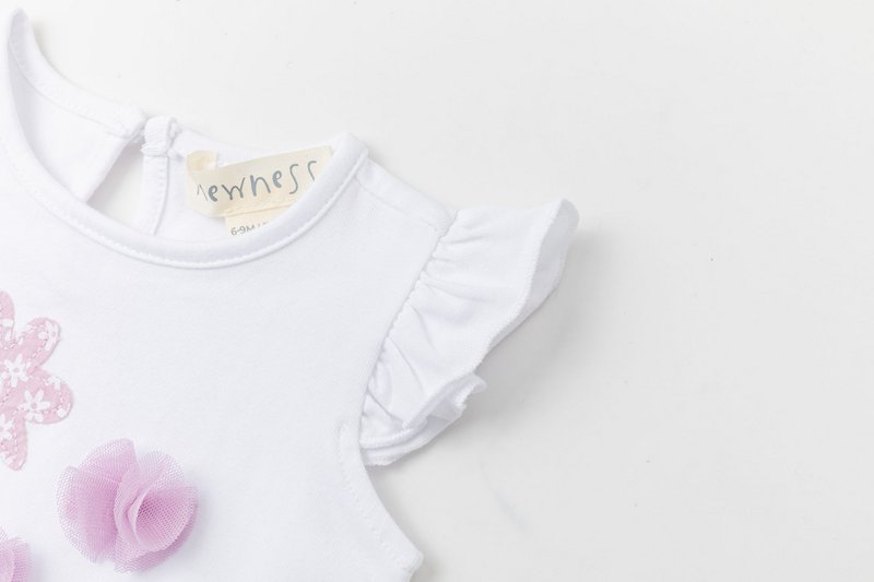 Baby-T-Shirt für Mädchen, 3–24 Monate, rosa Gingham-Rüschenkragen BGV66532