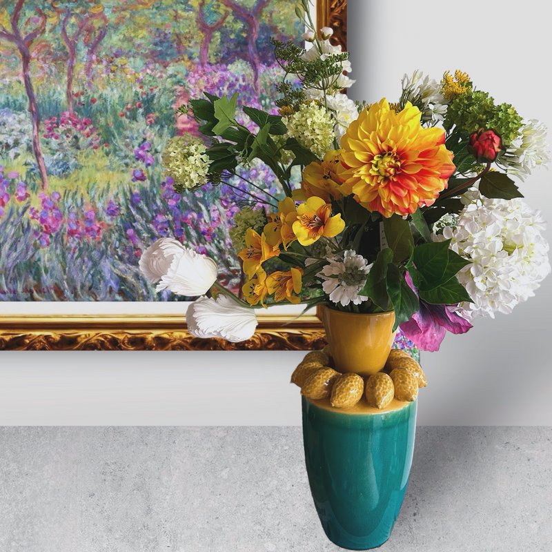 Silk Flowers with Lemon Juice Vase H：37cm