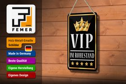 Blechschild Spruch 12x18cm VIP im Ruhestand (s/w) Dekoration
