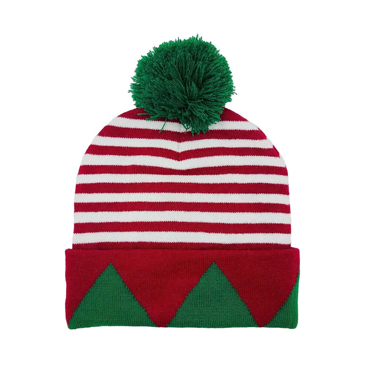 Blinkende Mütze – grün/roter Elfen-Stil