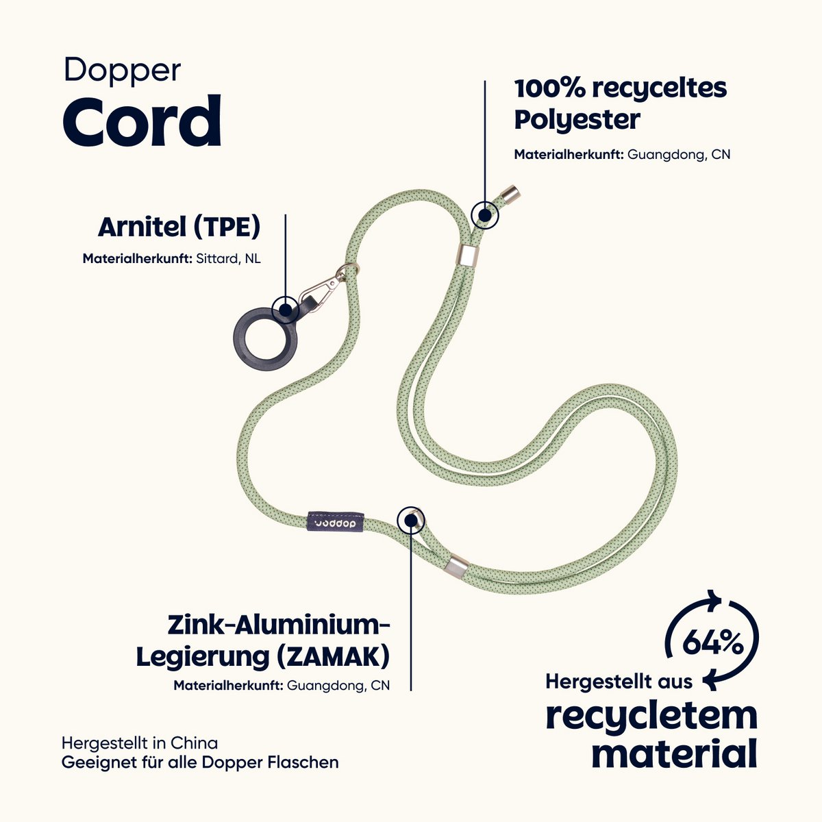 Cordón Dopper - Sage Green - Carrier de hombro