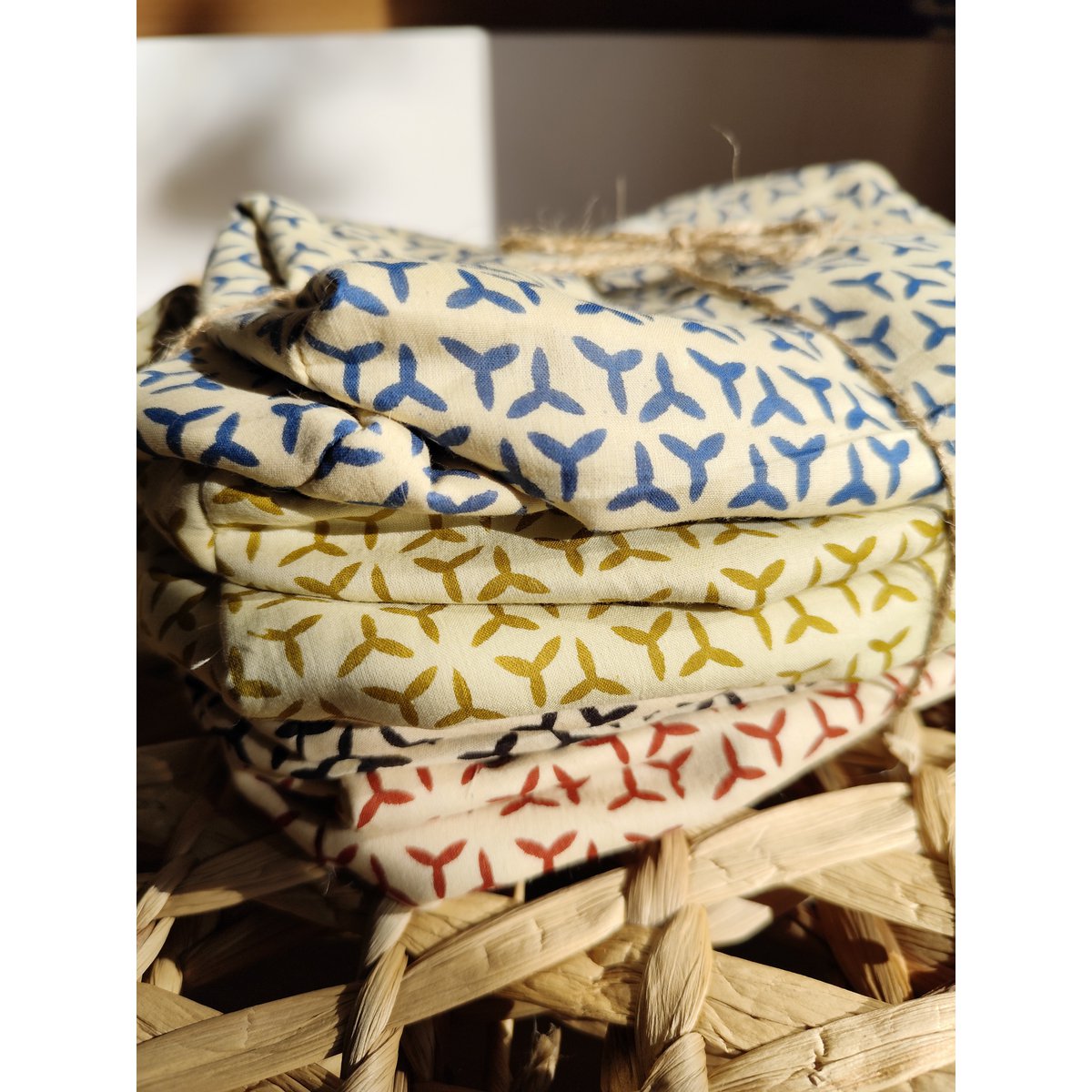 PACK DE 3 UNITÉS - POCHETTE EN COTON IMPRIMÉ BLOCK COLLECTION DEIA