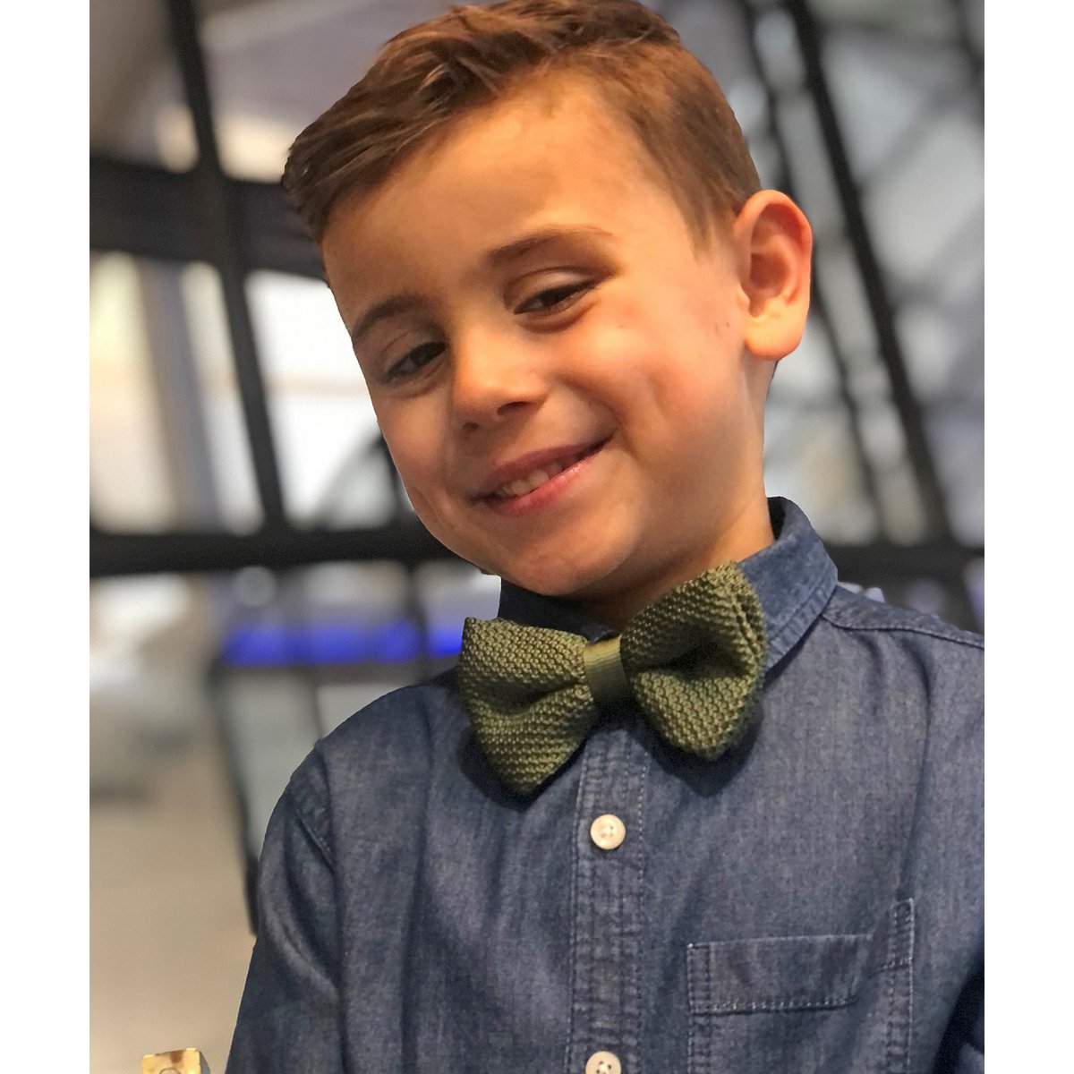 Sir Redman knitted kids bow tie moss green
