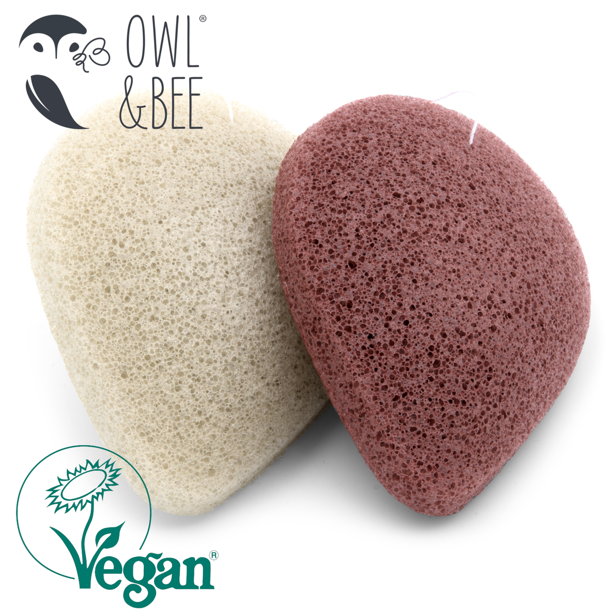 Owl & Bee Konjac ansigtsvampe til tør hud (2 pakke) - Vegansk