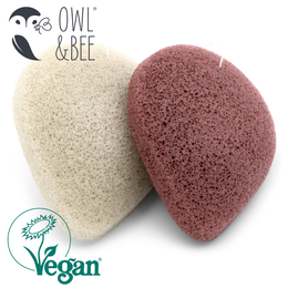 Owl & Bee Konjac ansigtsvampe til tør hud (2 pakke) - Vegansk