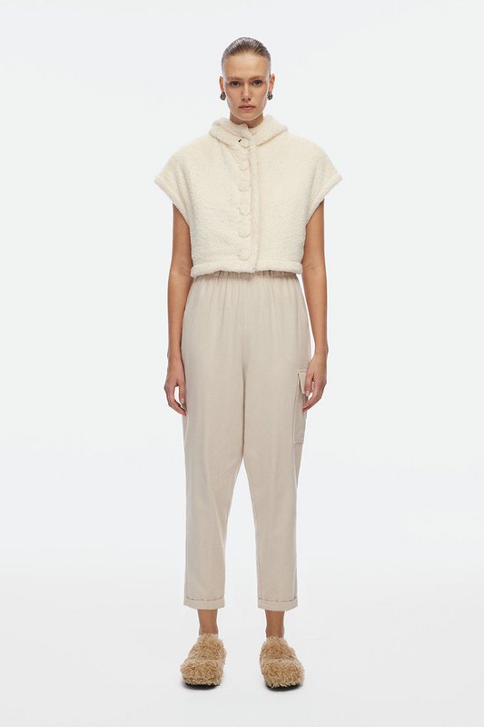 Teddy Crop vest (3364) Genanvendt poly-, hør- og bomuldsfor