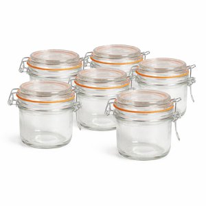 Set of 6 Glass Weck Jars 250 ml – With Strap Closure & Rubber Ring – Airtight, Reusable & Dishwasher Safe
