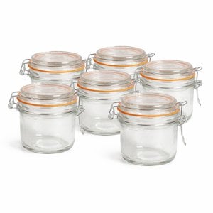 Set of 6 Glass Weck Jars 250 ml – With Strap Closure & Rubber Ring – Airtight, Reusable & Dishwasher Safe