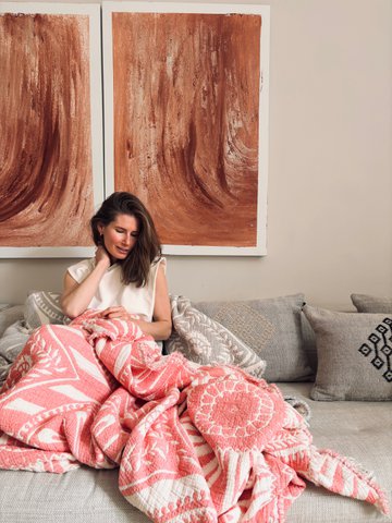 CALMA muslin blanket - coral - 2.20 x 2.30 m