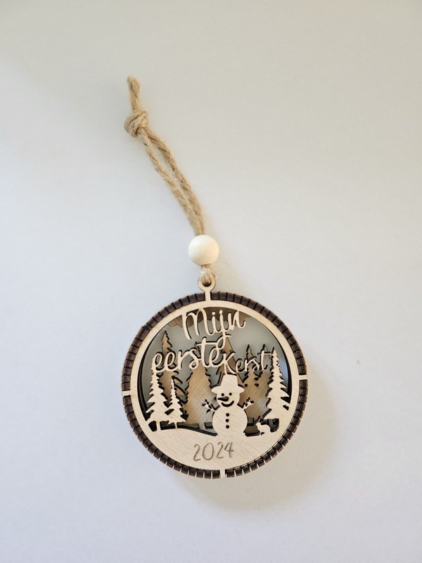 Pendentif en bois mon premier Noël 2024