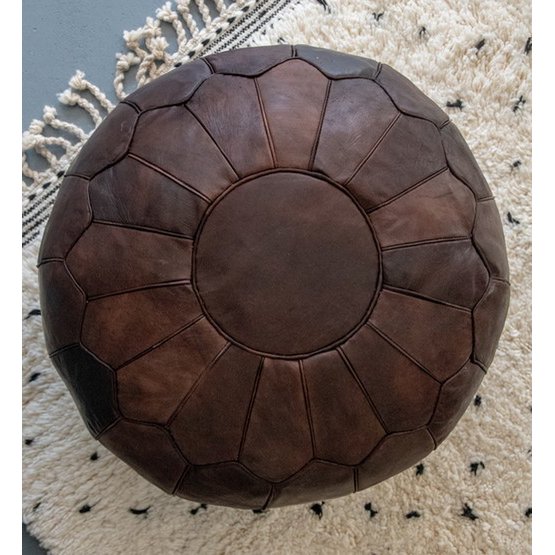 Leather Pouffe - Chocolate Brown (XL)